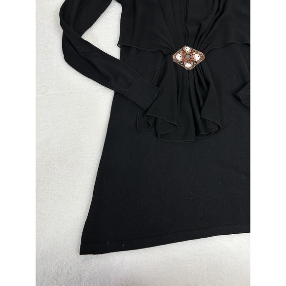Kerisma Cashmere Sweater Tunic Dress Embellished Medium Black Gathered - Picture 5 of 13
